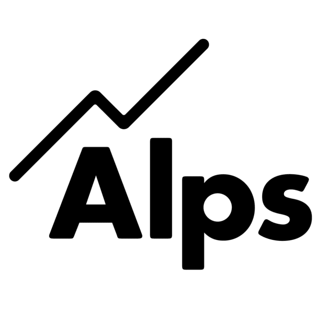Alps logo in black with a stylized upward-trending graph line above the company name.