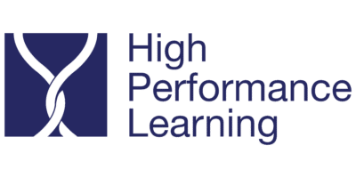 High Performance Learning logo in blue with an abstract intertwined design and the company name in bold uppercase letters.
