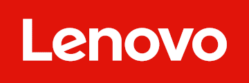 Lenovo logo in white text inside a red rectangular background.