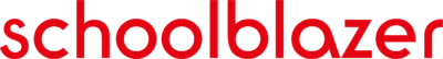Schoolblazer logo in red lowercase letters.