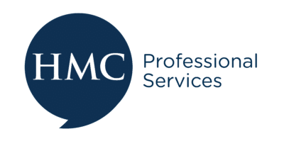 HMC Professional Services logo with a navy speech bubble containing “HMC” and the words “Professional Services” to the right.