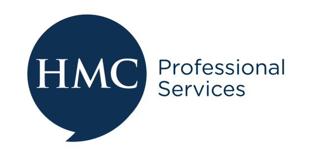 HMC Professional Services logo with a navy speech bubble containing “HMC” and the words “Professional Services” to the right.