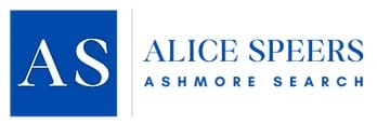 Alice Speers Ashmore Search logo with white “AS” initials in a blue square and the text “Alice Speers Ashmore Search” in blue to the right.