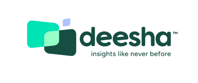 Deesha logo with overlapping green shapes and the word “deesha,” plus the tagline “insights like never before” below.