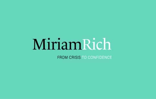 Miriam Rich logo on a teal background with the text “MiriamRich” and the tagline “From Crisis to Confidence” below.
