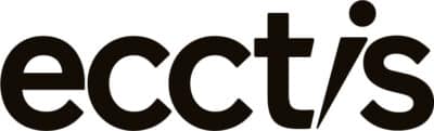 Ecctis logo in black lowercase lettering, featuring a stylised “i” formed by a diagonal stroke and circular dot.